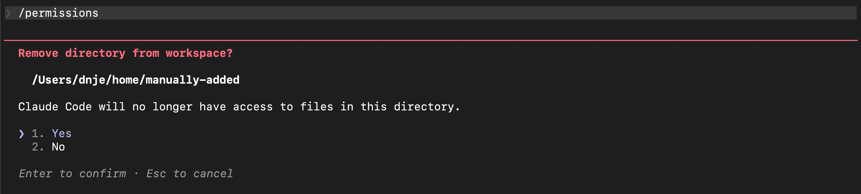 Remove directory from workspace